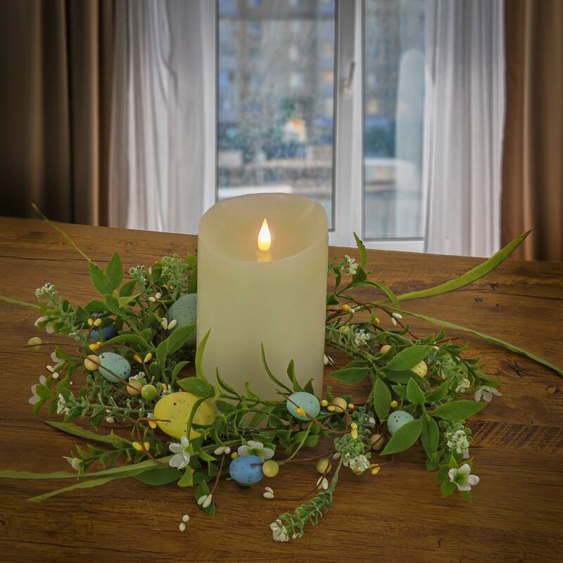 National Tree Company 6 in. Spring Flowers and Eggs Candle Ring - 6 in