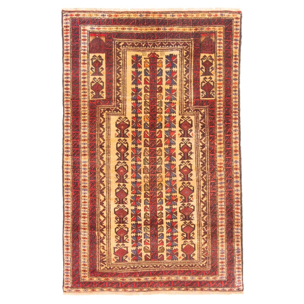 ECARPETGALLERY Hand-knotted Teimani Beige Wool Rug - 2'9 x 4'4