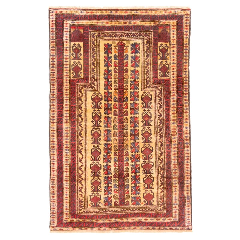 ECARPETGALLERY Hand-knotted Teimani Beige Wool Rug - 2'9 x 4'4