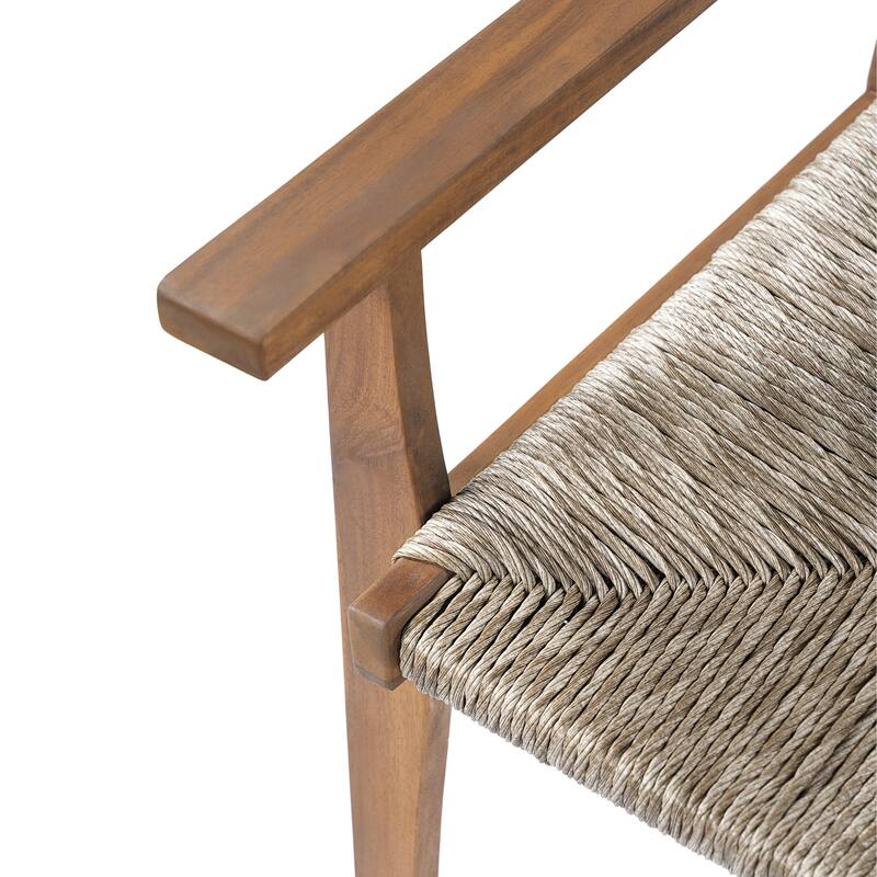 Christopher Knight Home - Outdoor Acacia Wood Dining Chair with Handwoven Wicker Seat (Set of 2)