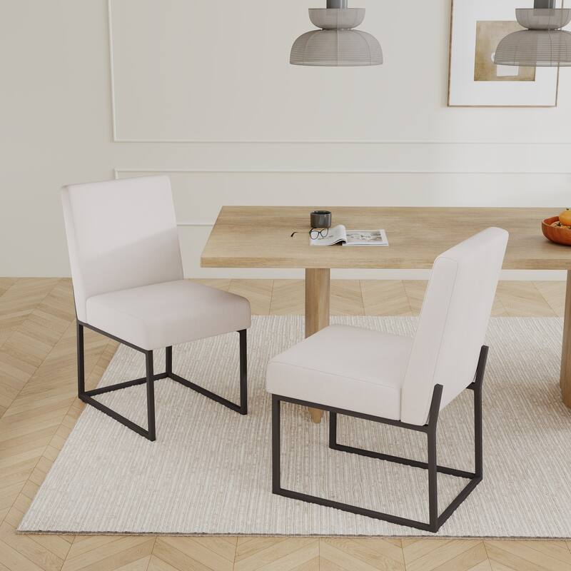 Mid Century Modern Dining Chair with Black Metal Legs