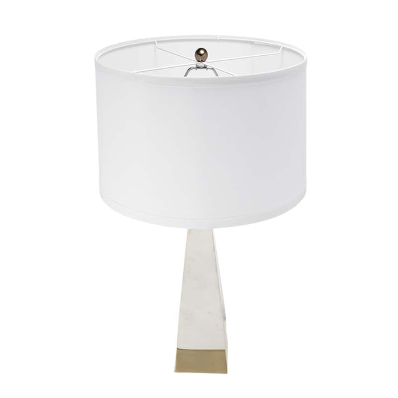 D15x26" White and Gold Thin Pyramid Table Lamp with Drum Shade