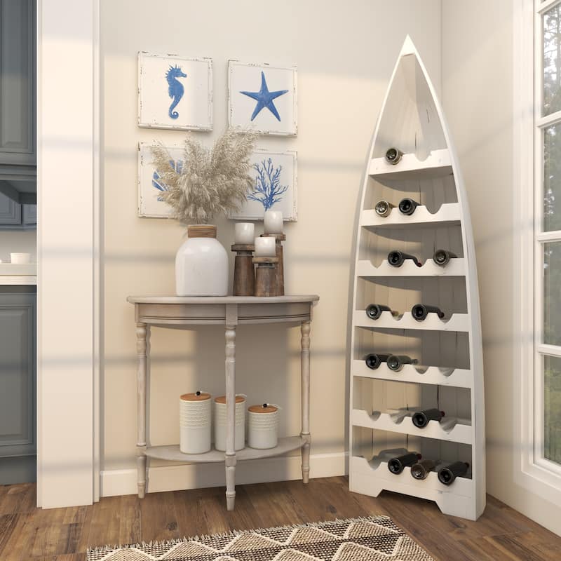 Wood Boat 25 Bottle Standing Wine Rack - White - Roche River Decor