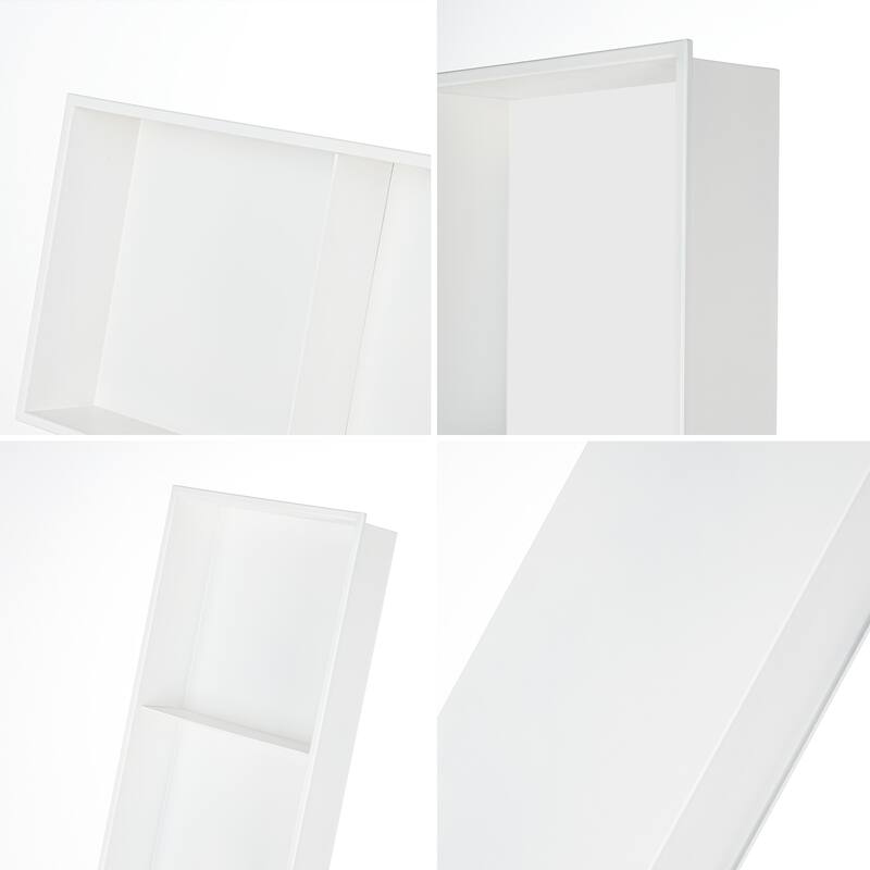 18 Gauge Stainless Steel Black/White Cream Layered Rectangular Recessed Shower Niche - 36"x12.6" - White Cream