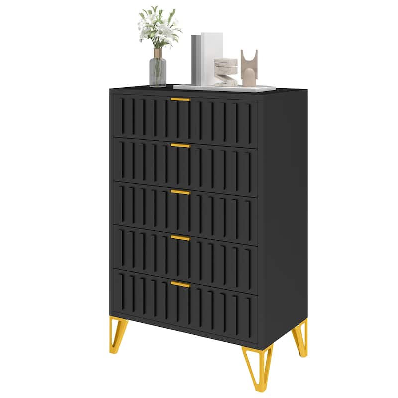 Moasis Black Metal 5 Drawer Dressers & Chests of Drawers