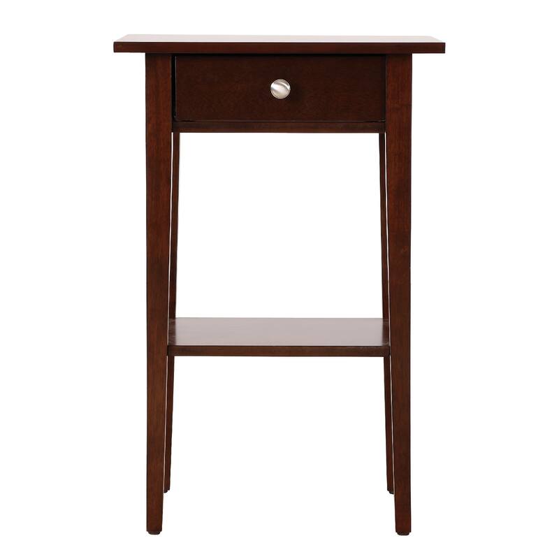 1-Drawer Wooden Nightstand with Open Shelf - 28" - Chocolate Brown