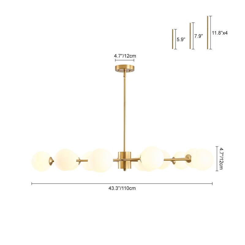 15-Light Spiral Branch Mid-century Frosted Glass Chandelier - 43.3 in