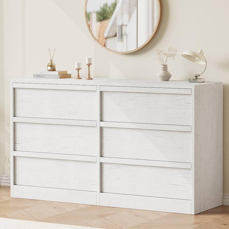 6/7/8 Drawer Dresser for Bedroom, Modern Wooden Chest of Drawers Dresser Organizer - 6-drawer - White