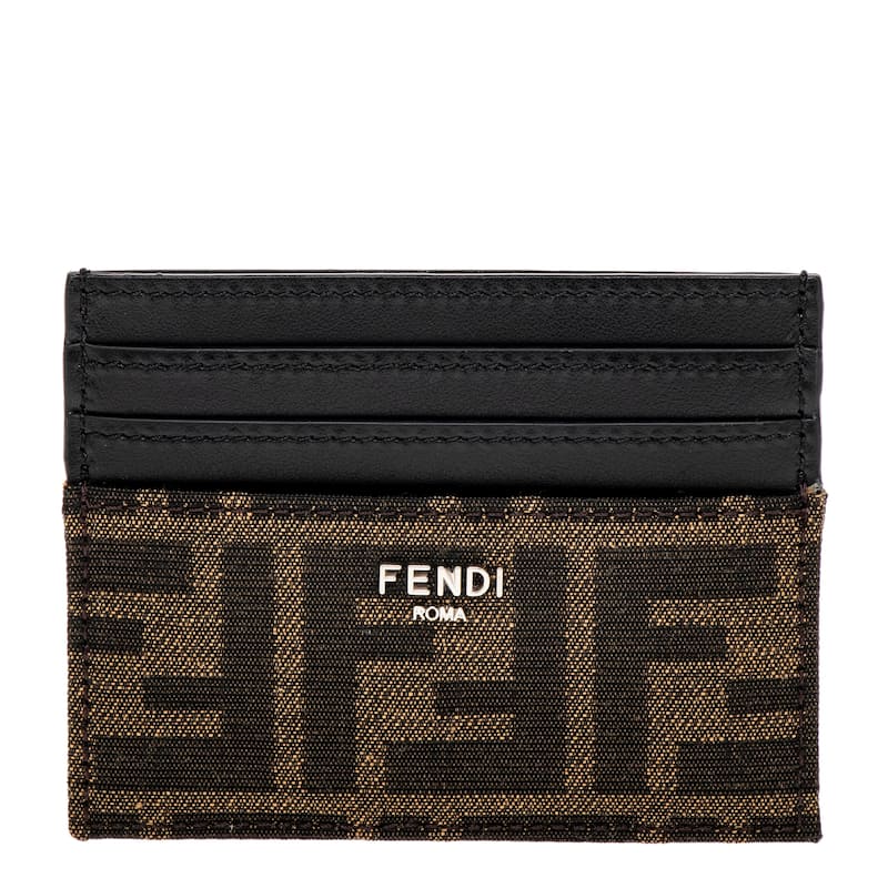 Fendi FF Jacquard Card Holder - Black and Brown