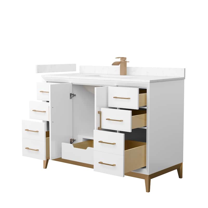 Amici Single Bathroom Vanity Set, Cultured Marble Top
