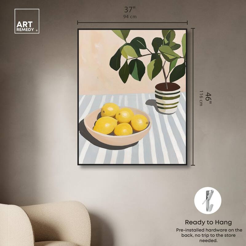 Lemon with Green Canvas by Art Remedy
