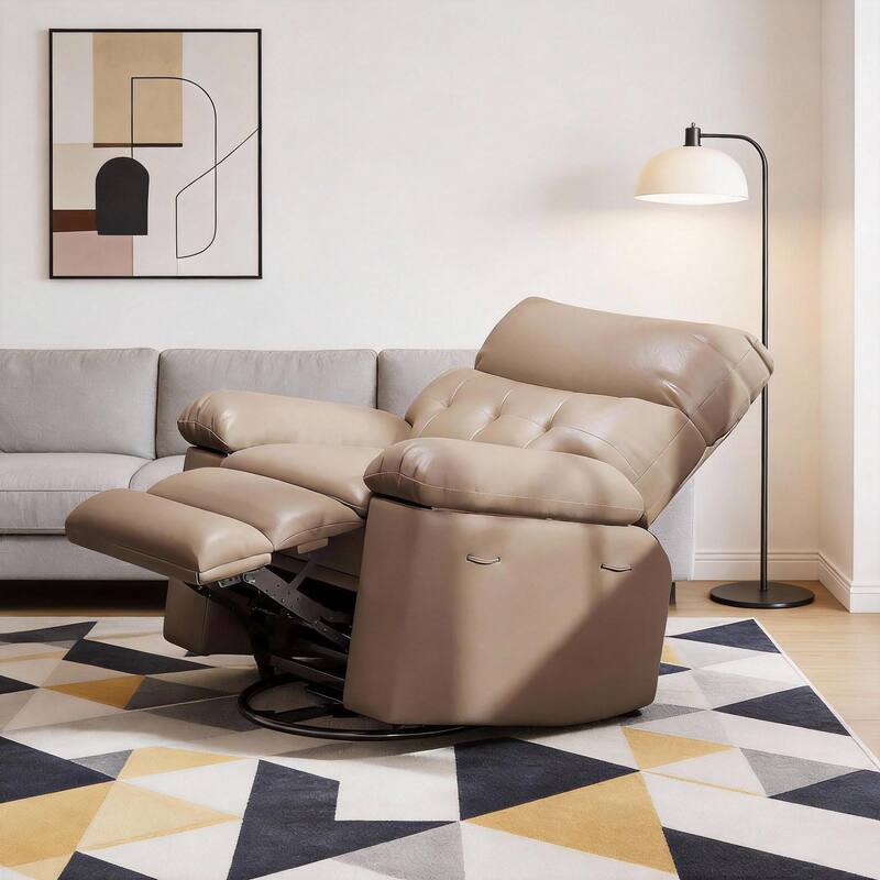 26.77"W Oversized Extra Wide Manual Recliner Chair, with Overstuffed Arms & Back Support - Tan