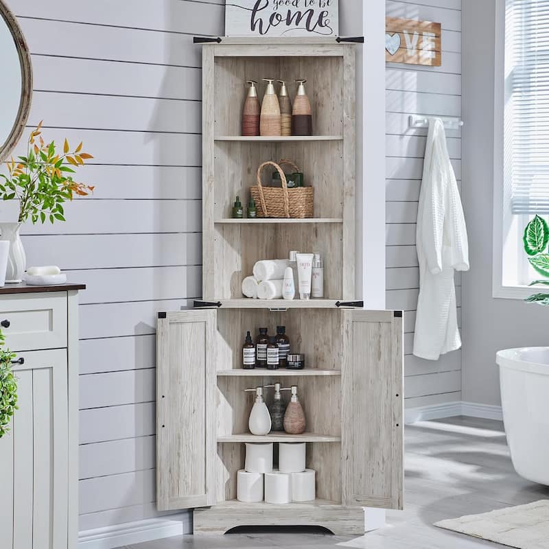 Farmhouse Corner Cabinet, 68" Tall Corner Cabinet, Corner Cabinet