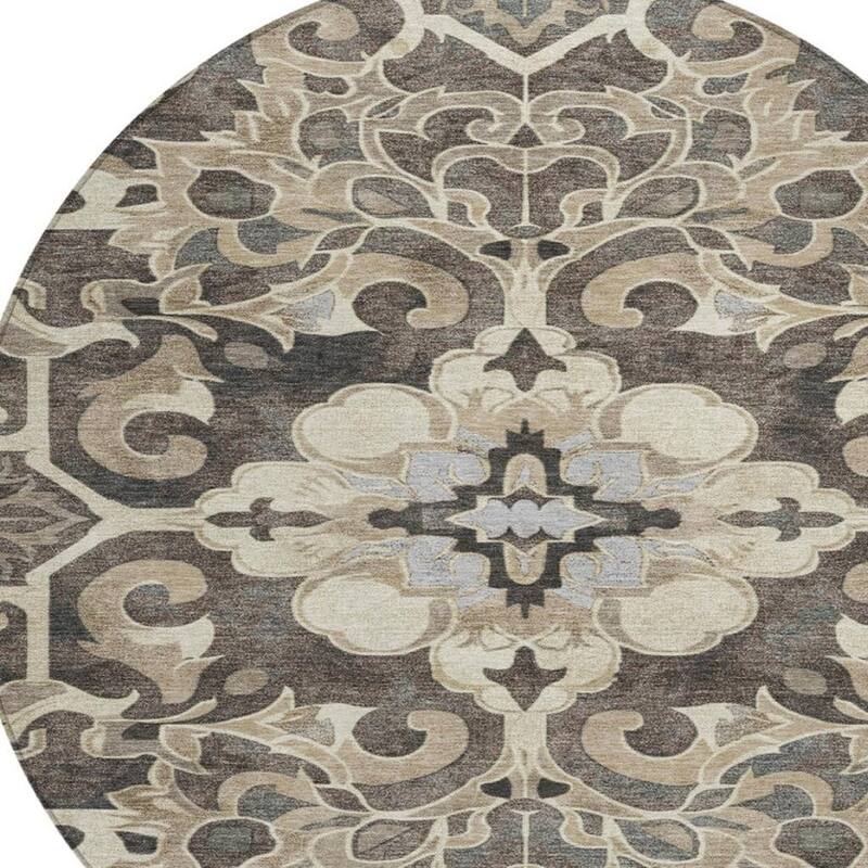 HomeRoots Damask Traditional Rectangle Outdoor Rug