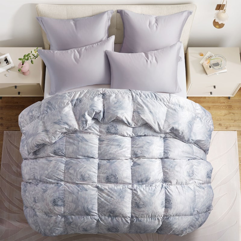All Season luxurious Silk Covered 93% White Goose Down Comforter