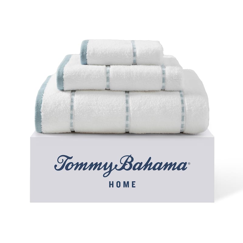 Tommy Bahama Ridley Solid Cotton Terry 3 Piece Towel Set - 3 Piece - Blue