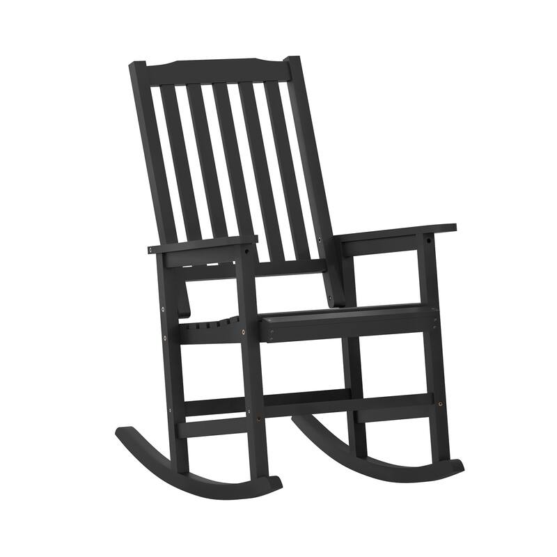Acacia Wood Outdoor Rocking Chair, Traditional Porch Outdoor Rocker Chairs with Slatted - 43" H