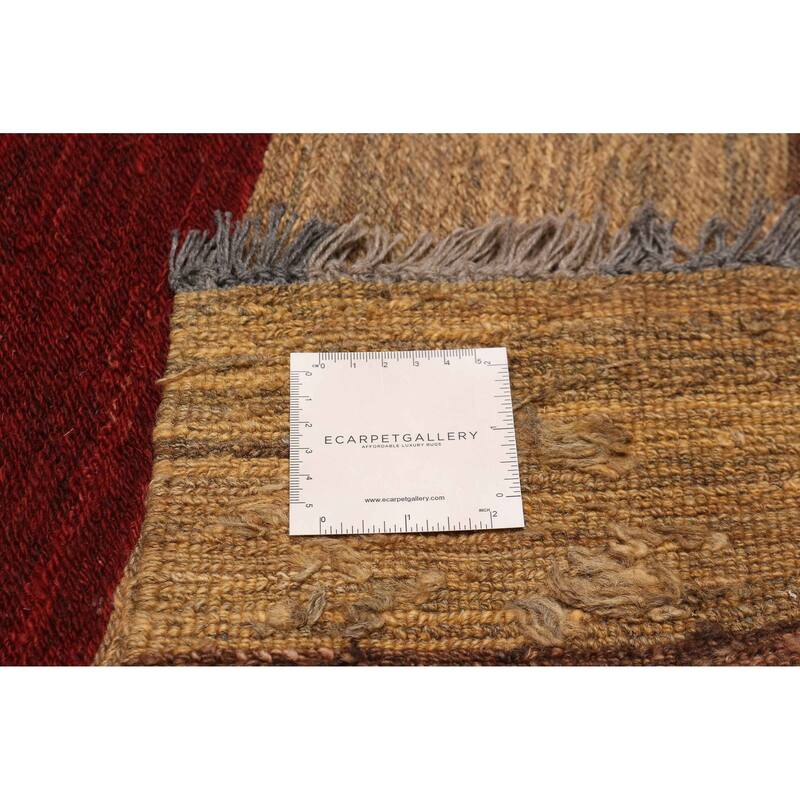 ECARPETGALLERY Flat-Weave Lahor Finest Beige, Red Wool Tapestry Kilim - 13'1 x 14'6