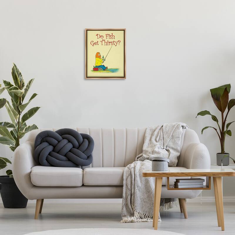 Stupell Do Fish Get Thirsty Humor Framed Floater Canvas Wall Art Design By Roger Straub
