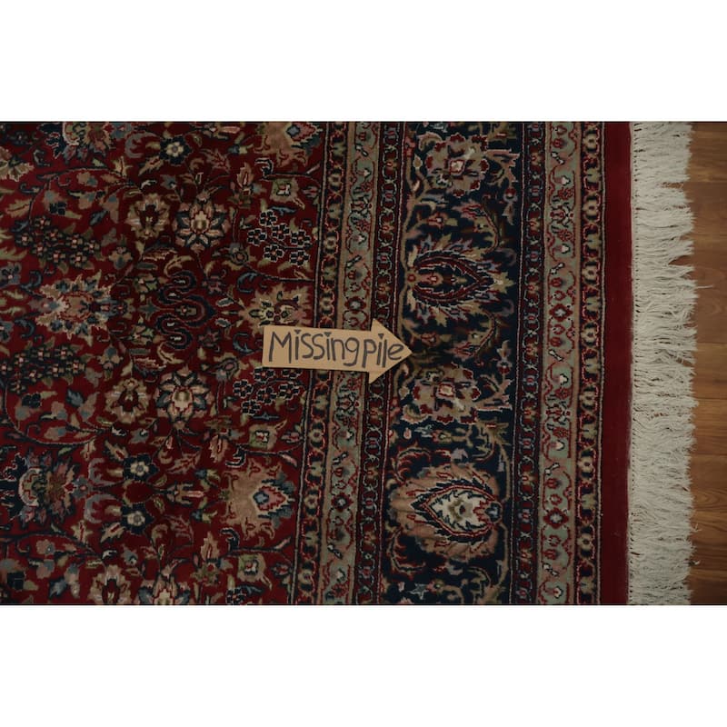 Hand Knotted Oriental 100% Wool Carpet Traditional Floral Red Sarouk Area Rug - 13' 1'' X 8' 10''