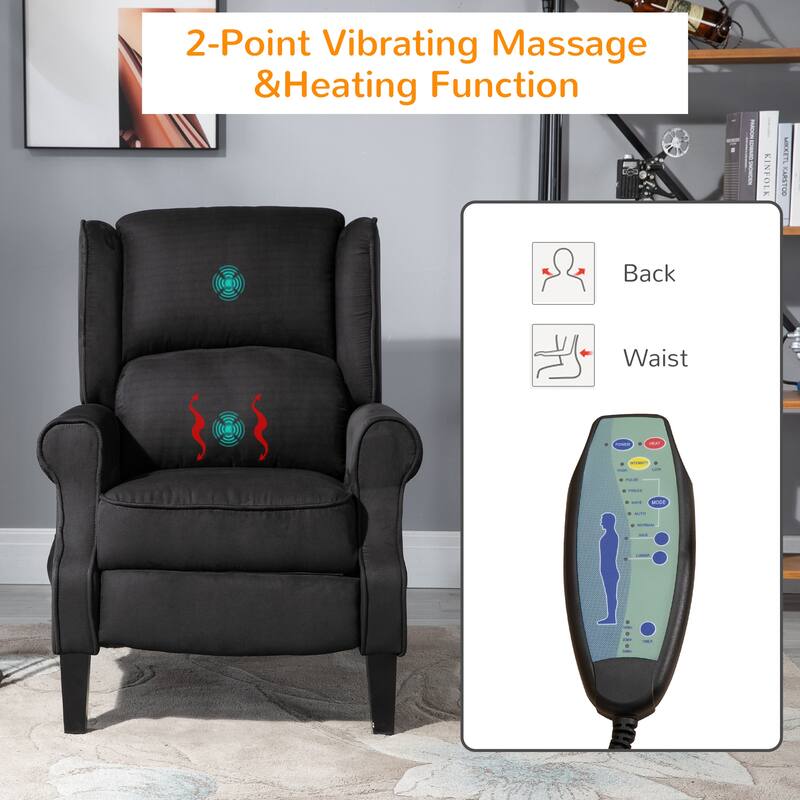 Wingback Heated Vibrating Massage Chair with Remote Controller