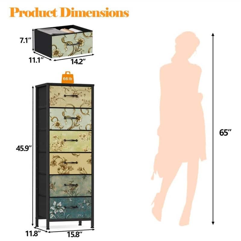 Tall 6 Drawers Dresser
