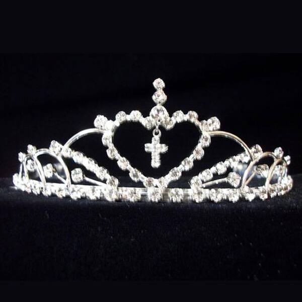 Shop Crystal Rhinestones Heart Cross Communion Flower Girls Tiara