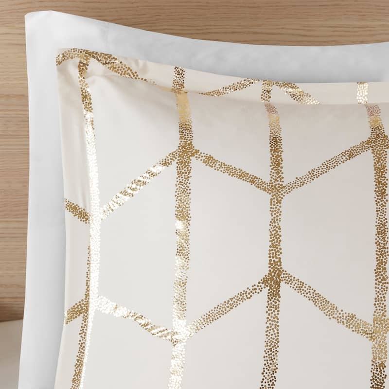 GDF Studio - Raina Metallic Printed Comforter Set with Decorative Pillows