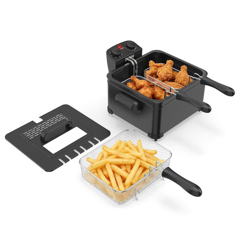Costway 5 Liter Electric Deep Fryer 1700W Oil Fryer with 3 Detachable - Black