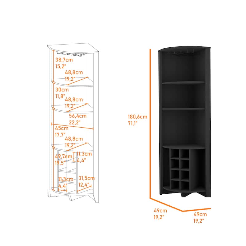 Morgana 8-Bottle 5-Shelf Corner Bar Cabinet