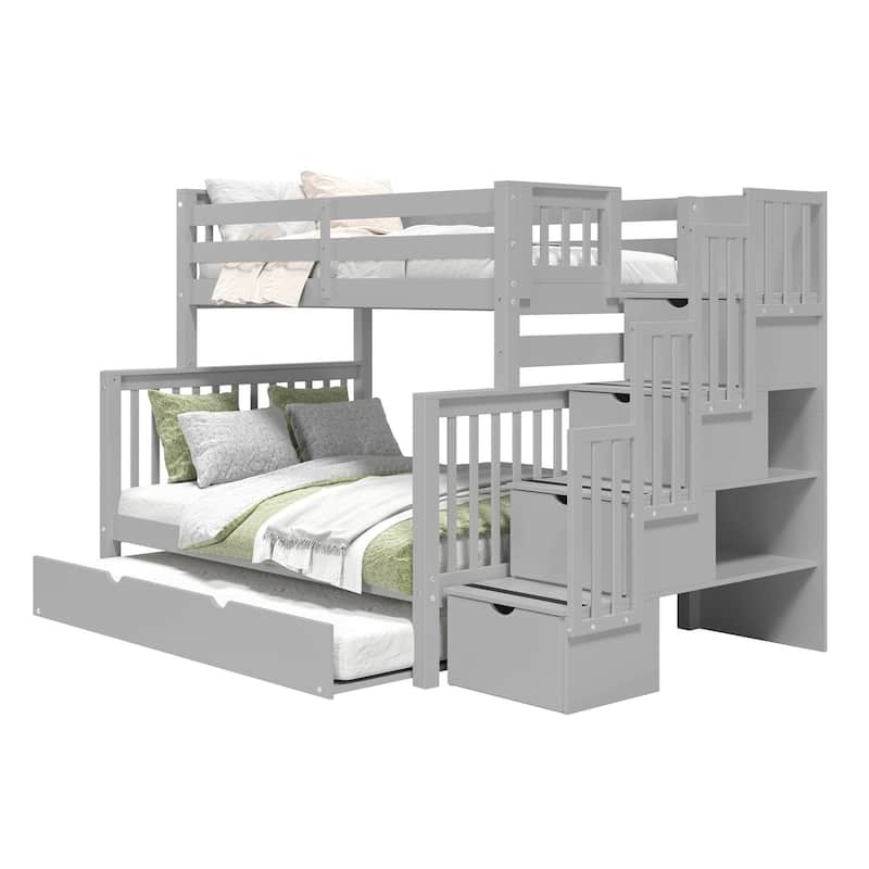 Taylor & Olive Trillium Twin over Full Stairway Bunk Bed, Twin Trundle