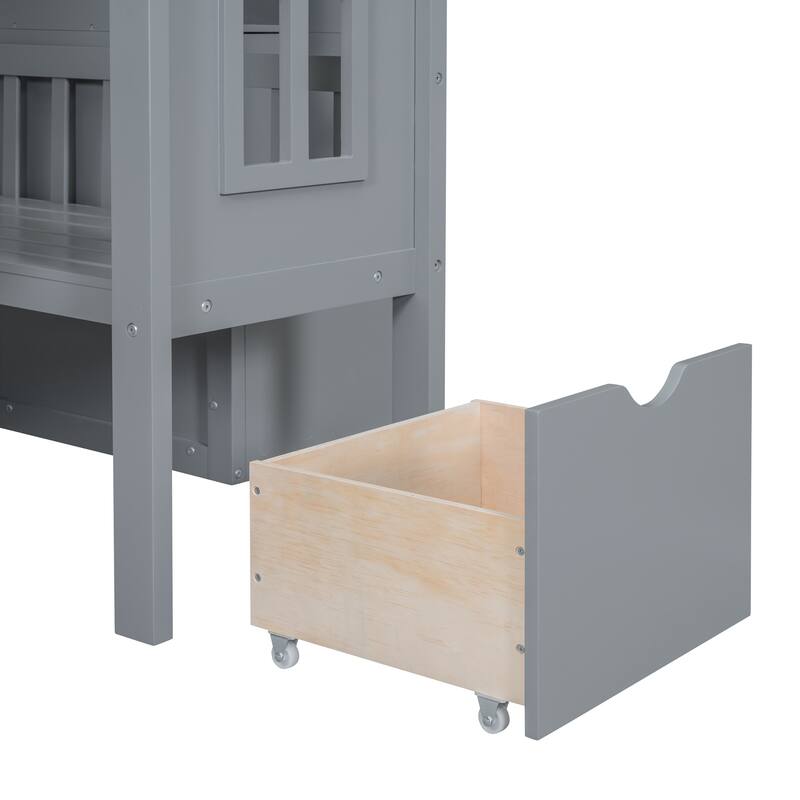 Pine Bunk Bed with Storage