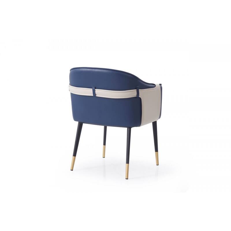 Faux Leather Dining Arm Chair Blue Beige Black Comfortable and Durable - 23.40” x 21.90” x 30.70”