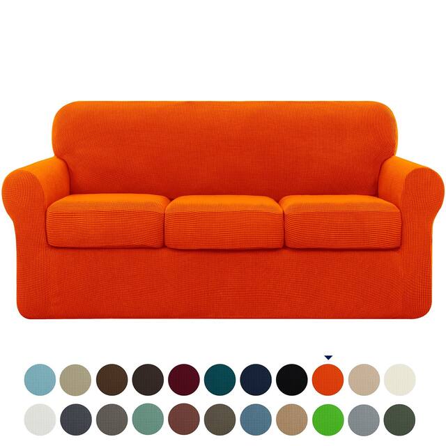 Subrtex Slipcover Stretch Sofa Cover with Separate Cushion Cover - Orange