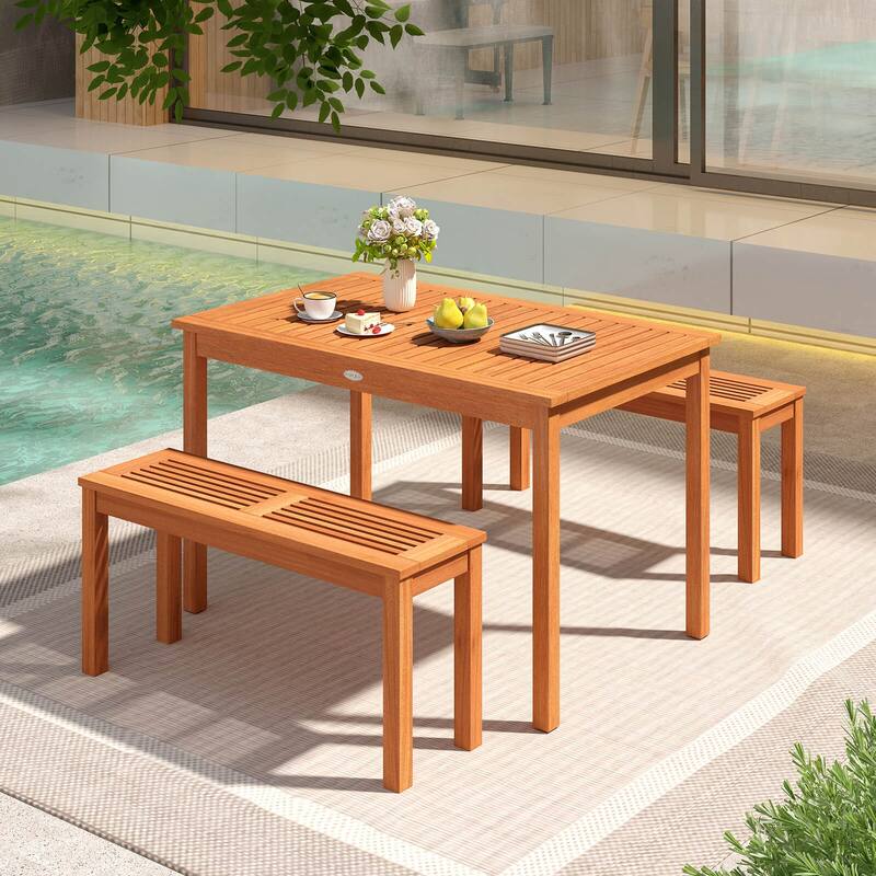 Costway 48 Inches Outdoor Dining Table for 4-6 People with Slatted - See Details