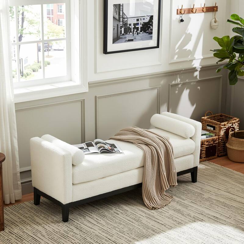 Homy Casa Upholstered Bench with Pillows, Wooden, Entry Living