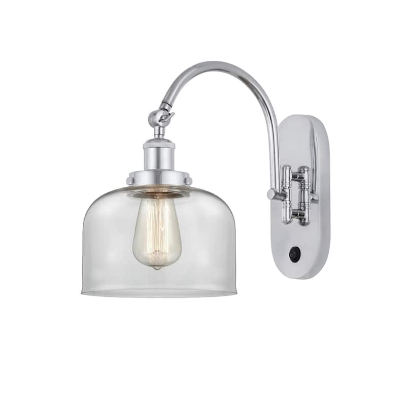 Innovations Lighting 918-1W-13-8 Bell Sconce Bell 13" Tall Wall Sconce - Polished Chrome / Clear