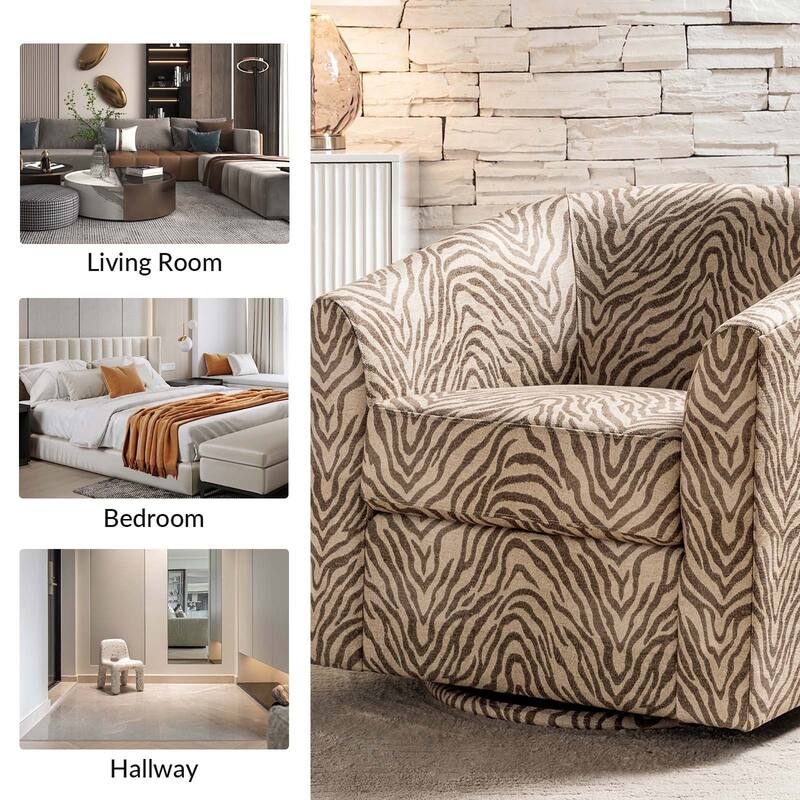 Cuenca Modern Upholstered Barrel Chair with Swivel Base Set of 2