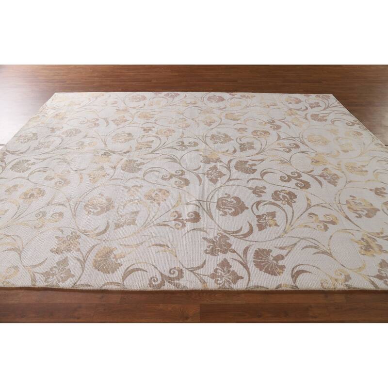 All-Over Floral Abstract Modern Area Rug Hand-Knotted Wool Carpet - 7'10"x 9'10"