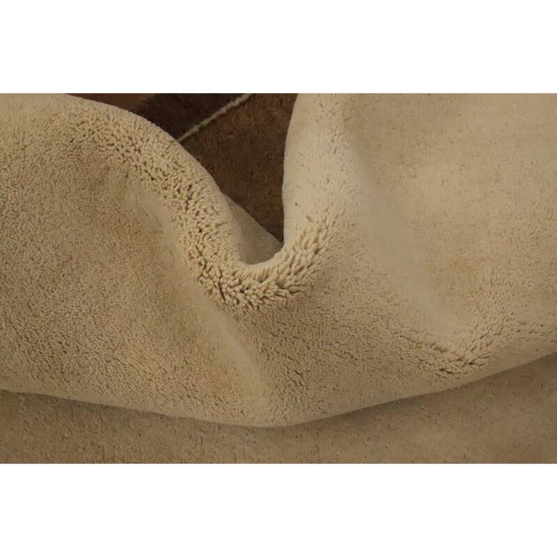 Hand Knotted Oriental 100% Wool Carpet Modern Bordered Beige & Ivories Gabbeh Area Rug - 6' 6'' X 6' 8''