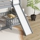 preview thumbnail 8 of 37, Twin Over Twin Floor Bunk Bed with Slide, Ladder, Door, Safety Guardrails