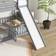 preview thumbnail 18 of 31, Twin Over Twin Low Pine Wood Bunk Bed with Guardrails, Slide and Ladder for Kids, No Slats Toddler Floor Bed with Fence and Door