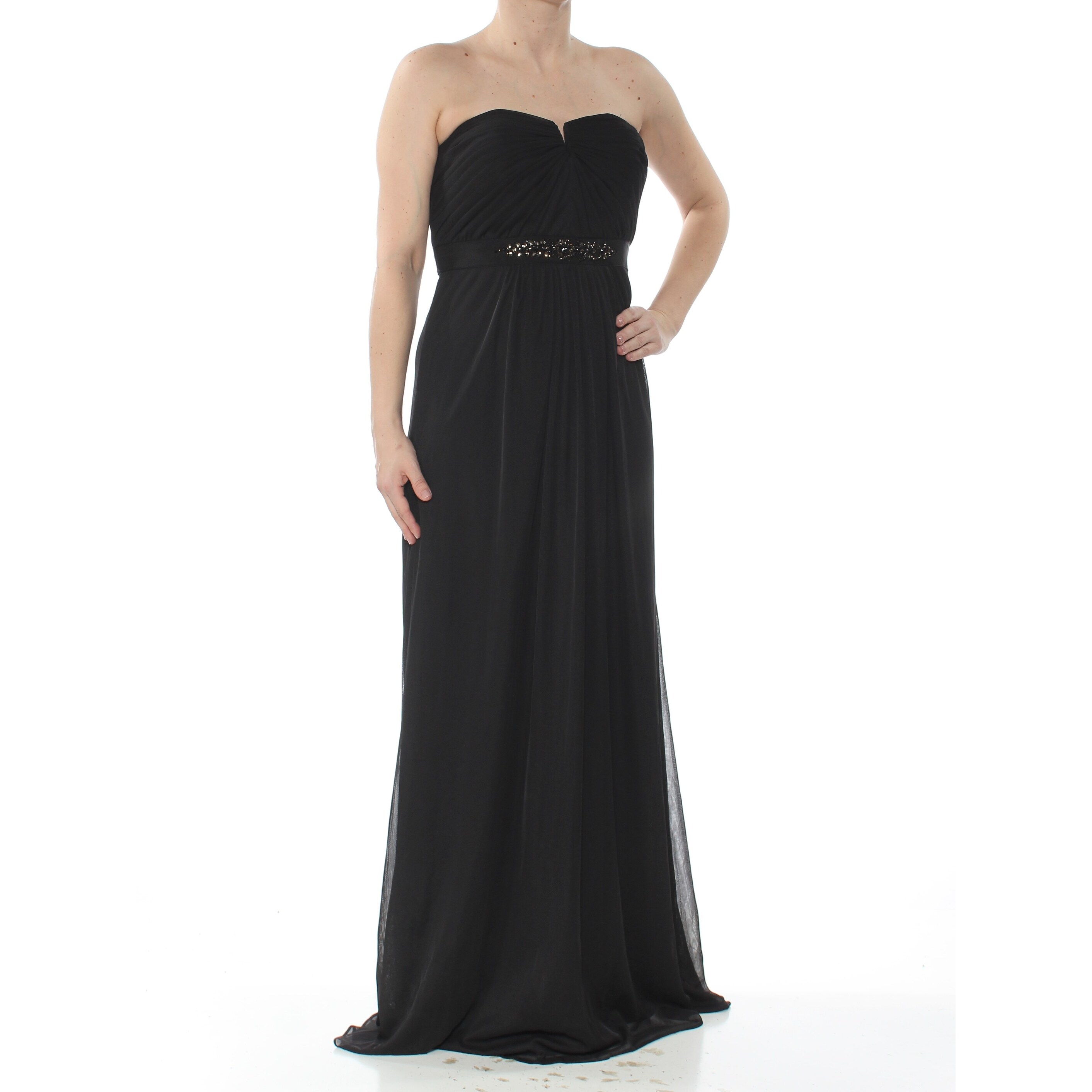 black embellished evening dress