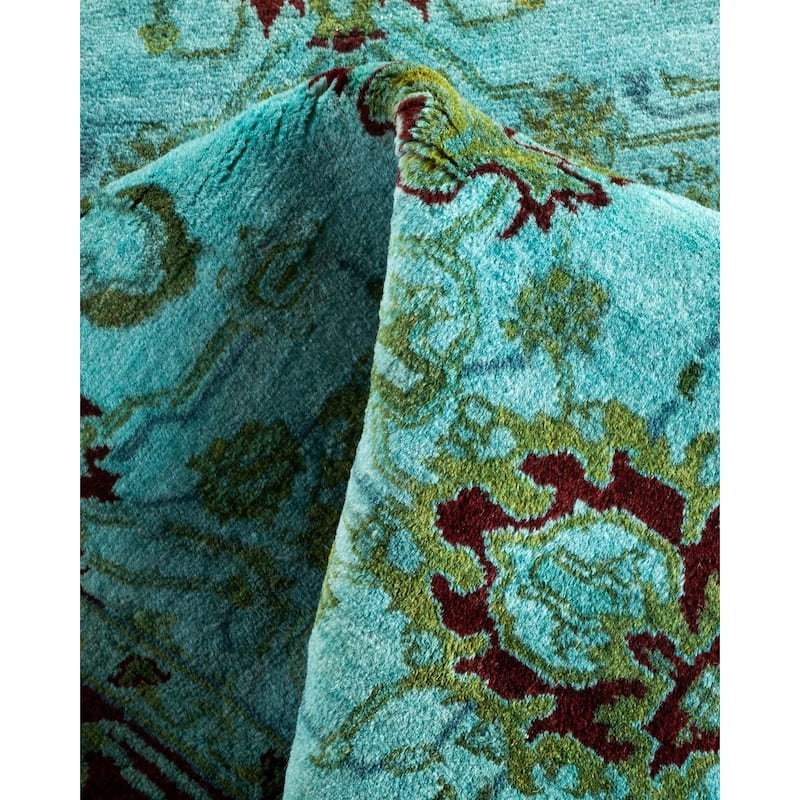 Overton Hand Knotted Wool Vintage Inspired Modern Contemporary Overdyed Blue Area Rug - 2' 7" x 4' 2"