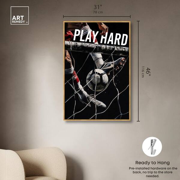 dimension image slide 17 of 24, Play Hard Soccer Canvas Mancave Art by Art Remedy