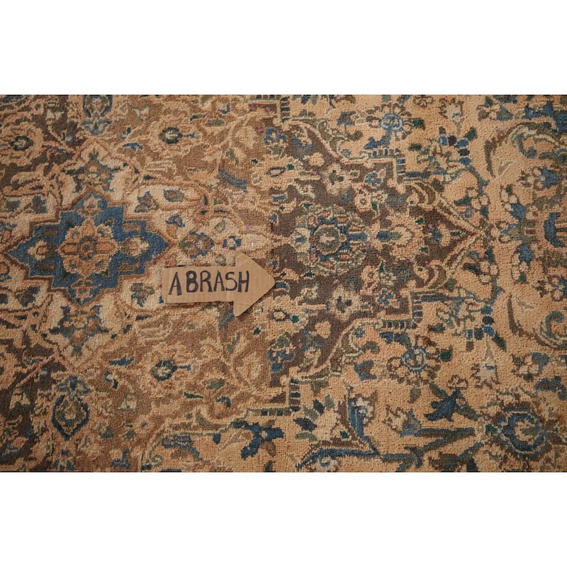 Traditional Mashad Vintage Persian Rug Hand-Knotted Wool Carpet - 9'8" x 12'5"