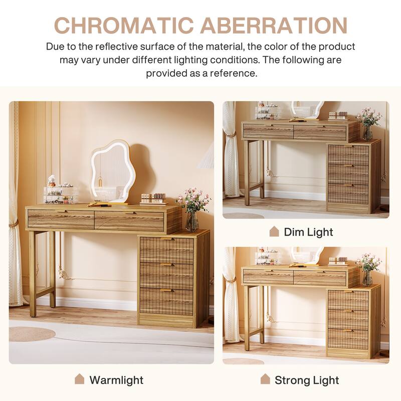 51-Inch Modern Makeup Vanity Desk with Reversible Drawer Cabinet