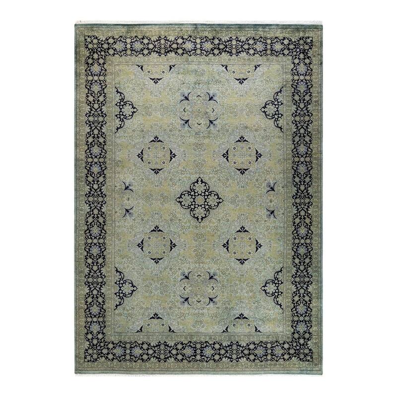 Overton Hand Knotted Wool Vintage Inspired Modern Contemporary Overdyed Gray Area Rug - 6' 1" x 8' 8"