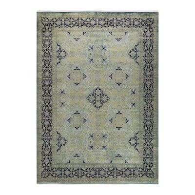 Overton Hand Knotted Wool Vintage Inspired Modern Contemporary Overdyed Gray Area Rug - 6' 1" x 8' 8"