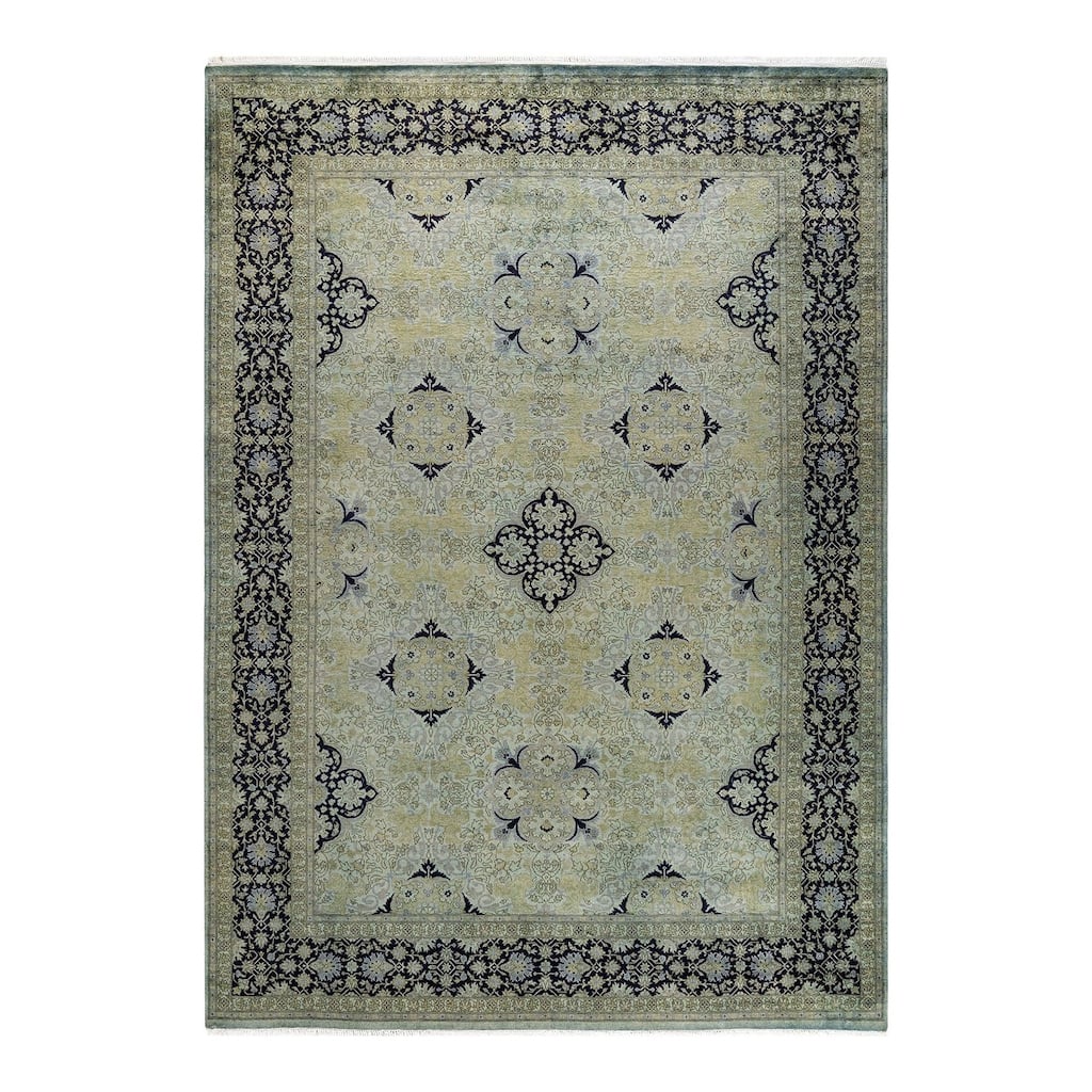 Overton Hand Knotted Wool Vintage Inspired Modern Contemporary Overdyed Gray Area Rug - 6' 1" x 8' 8"
